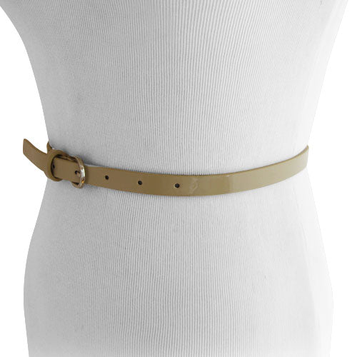 Narrow belt with studs - White/Gold-coloured - Ladies