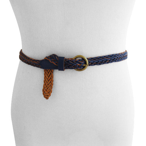 Thin woven blue leather Womens belt Keep Your Pants On