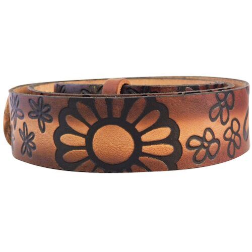 Women’s Floral Tooled Leather Belt selling With Daisies