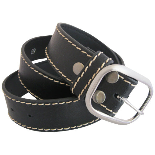 2 Black Leather Belt Strap Without Buckle Snaps Interchangeable