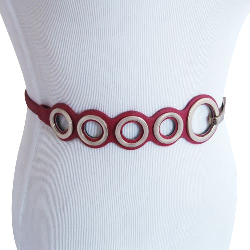 Womens Stretchable Waist Belt With Circular Shiny Buckle One 