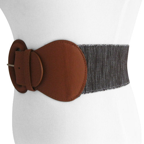 Womens Wide Leather Waist Belt Dark Brown