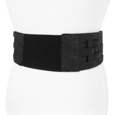 Crackled Silver and Black Elastic Stretch Belt For Women