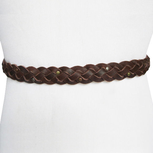Brown Leather Braided Belt