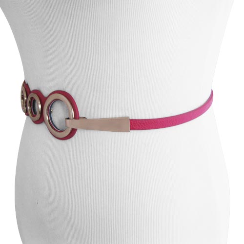 Womens Stretchable Waist Belt With Circular Shiny Buckle One 