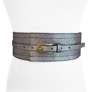 Super Wide Womens Faux Leather Elastic Stretchy Corset Cinch Belt Waistband